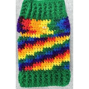 X-Small Dog Sweater Rainbow Variegated Green Crochet Handmade